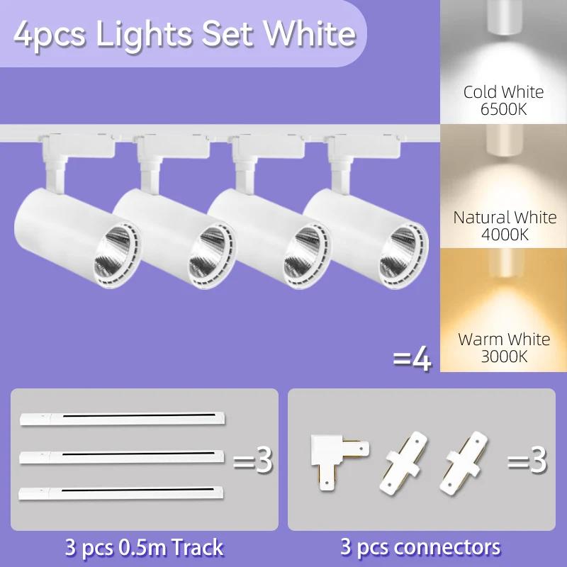 Spot Led Track Light 220V Ceiling Light COB Spotlight Rail Lamp Fixture for Living Room Clothing Store Full Set Track Lighting