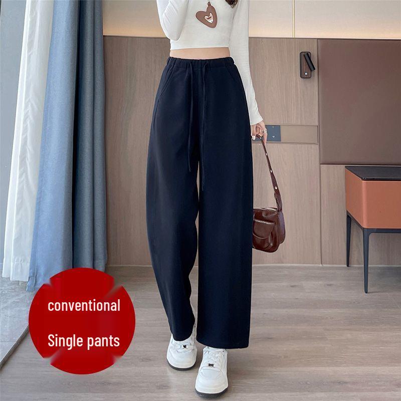Women s 2025 Loose High-Waist Wide-Leg Velvet Sweatpants L