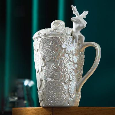 Taza creativa exquisita de alce en relieve, taza de agua de cerámica personalizada, taza de café, taza para leche, taza de agua de regalo