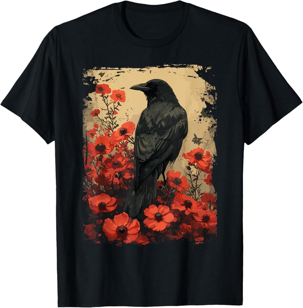 NEW LIMITED Gothic Raven Rose Enchanteds Vintage Floral Crow Tee Shirt S-3XL M