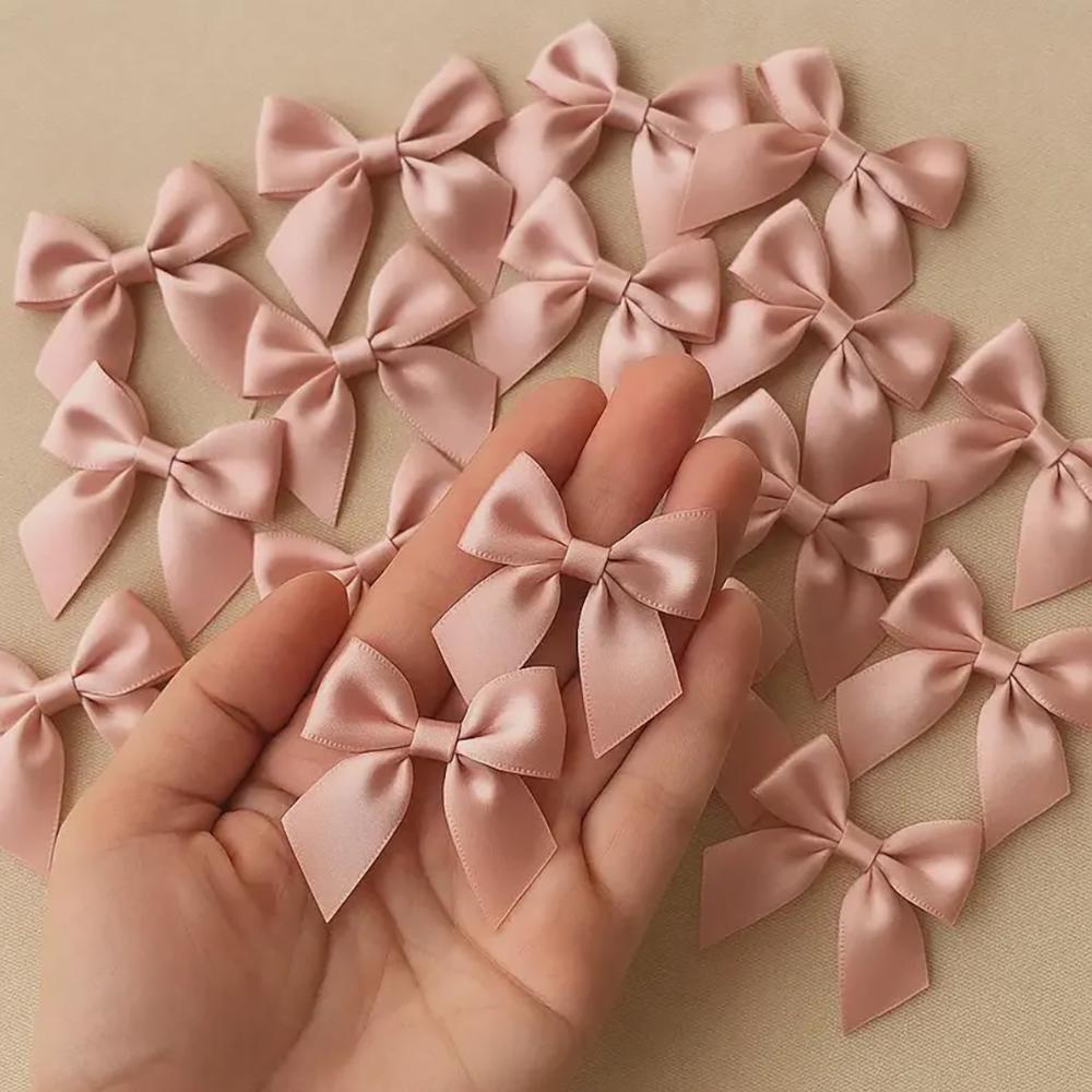 20Pcs Pink Black Satin Ribbon Bow Wrap Favor Decorative Bow Hair Clip Packaging Wedding Bridal Shower Baby Shower Cake Decor