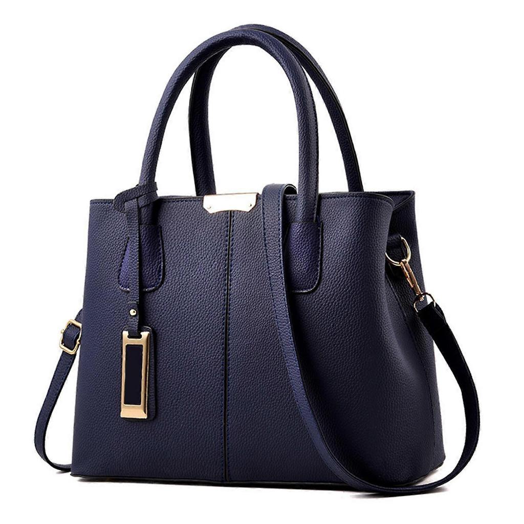 Fashionable Blue PU Leather Women’s Handbag 29x22x13cm Large Capacity