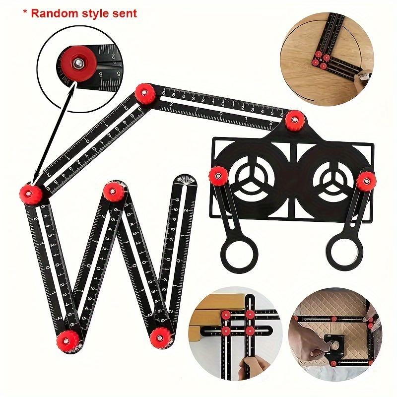 1pc 6-Fold Aluminum Multi-angle Measuring Ruler, Precision Angle Measurer for Building Projects, Tile Hole Ruler, Linear Measurement Tool