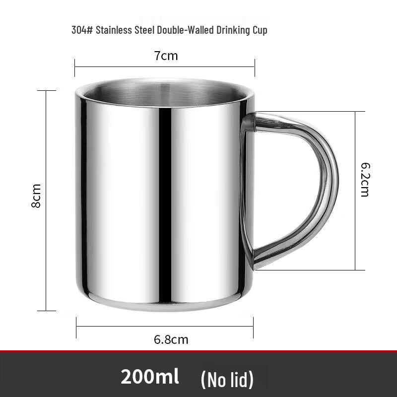 Changqi 2-Pack Double-Layer 304 Stainless Steel Anti-Scald Cups