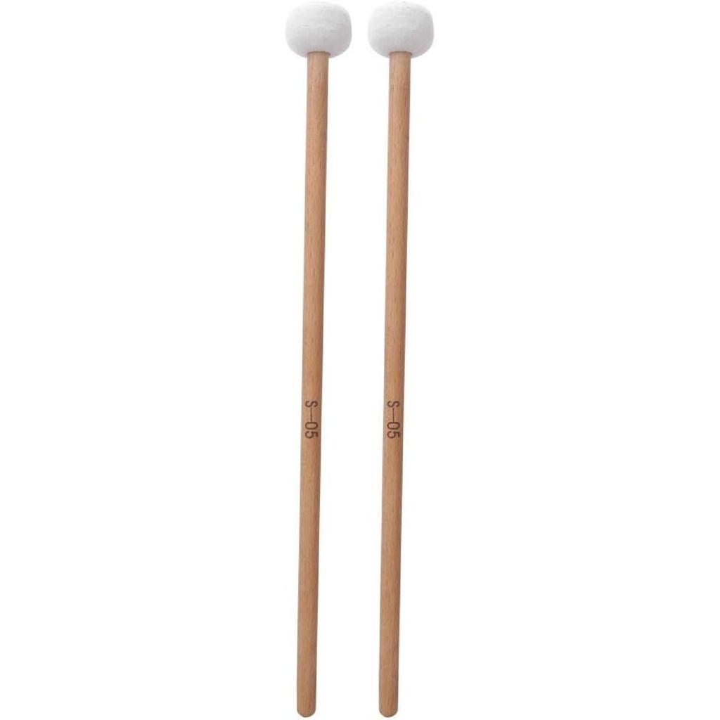 Drum Mallets Sticks 2Pcs Mallet Percussion Drum Mallet Hammer White Felt Timpani Snare Drum Musical Instrument Accessories