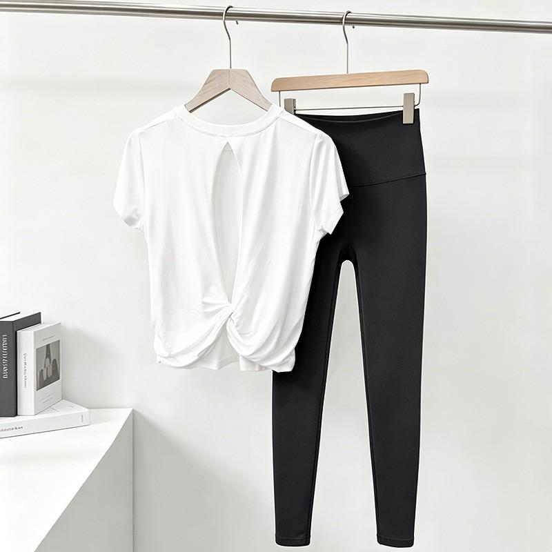 Womens Short Sleeve Yoga Tight Top Slim Fit Sports Running Training Gym Wear