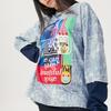 FILA Fusion Fake Two-Piece Tie-Dye Long Sleeve T-Shirt Couple Style Blurred Memory Unisex Tops T11U146204F-WT
