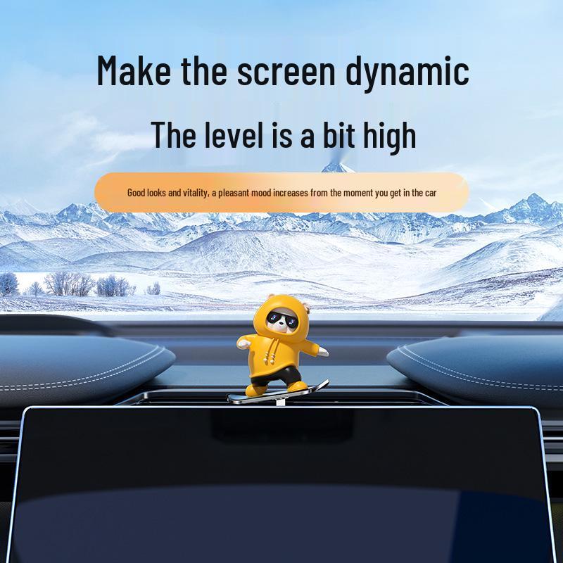 Hot-Selling Car Skateboard Bear Ornament – Creative DIY Wiggle Bear Cartoon Decoration