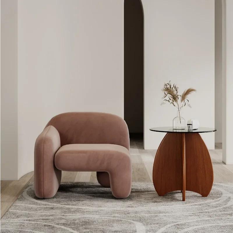 Single Light Luxury Sofa - Modern Art Design, Perfect for Living Room, Balcony & Leisure Areas, Creative Guest Chair Combination