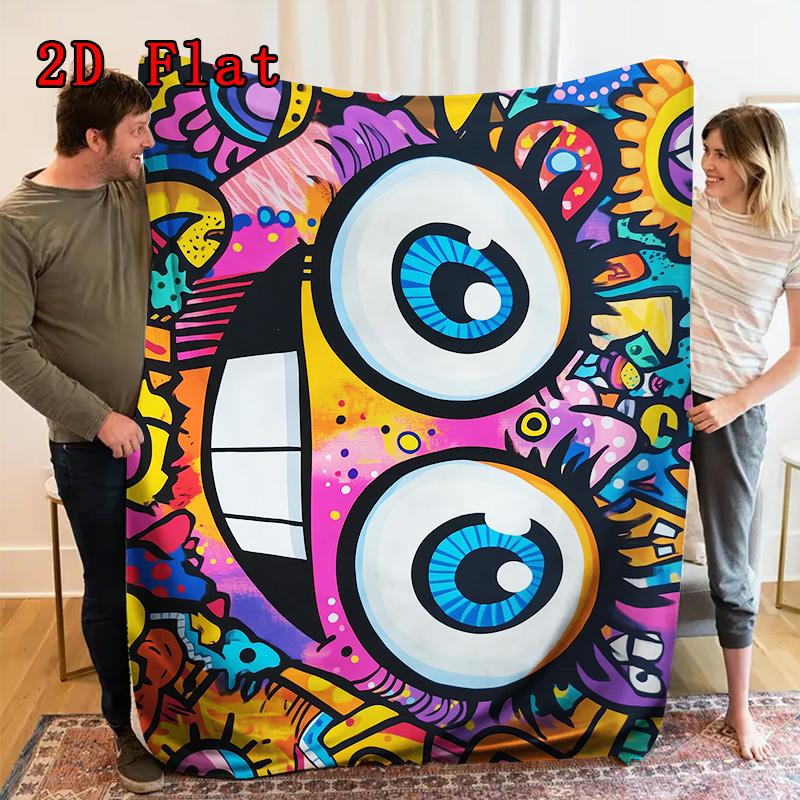 Colorful Graffiti Art 2D Flat Pattern Flannel Blanket High quality All Seasons Warmth and Comfort Perfect for Christmas Gifts.MMT0918164