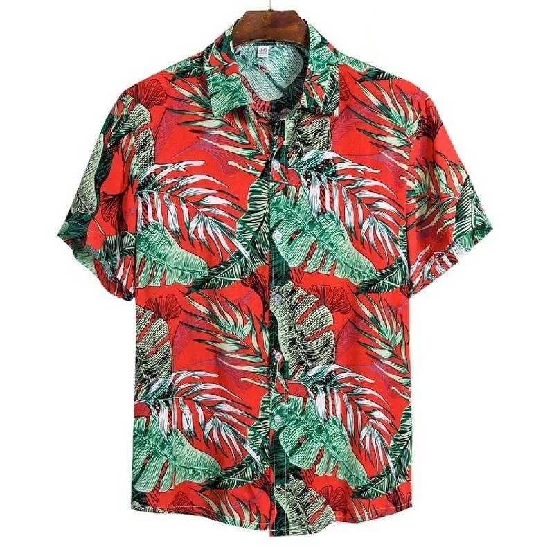 Summer Stripe Casual Holiday Beach Shirt 3D Plants Pattern T-shirt Retro Short Sleeve Street Vacation Outdoor Men's and Women's Shirt