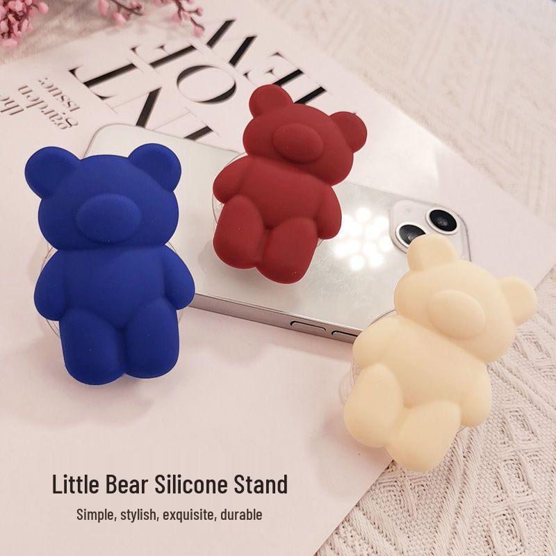 Macaron Series Bear Adhesive Phone Stand – Retractable Air Cushion Ring Handle