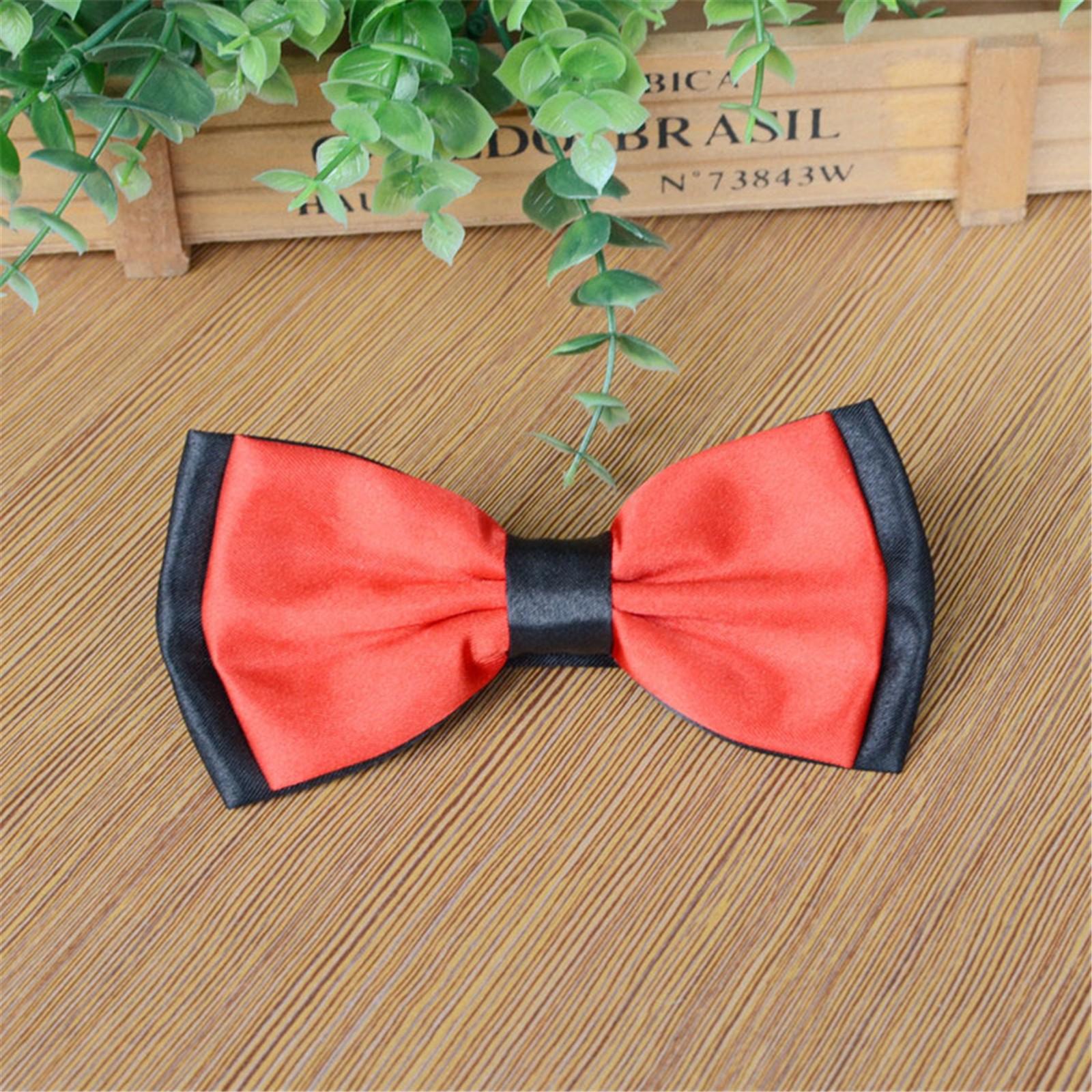 

Fashion Men And Women s Business Formal Solid Color Patchwork Bow Tie червоний