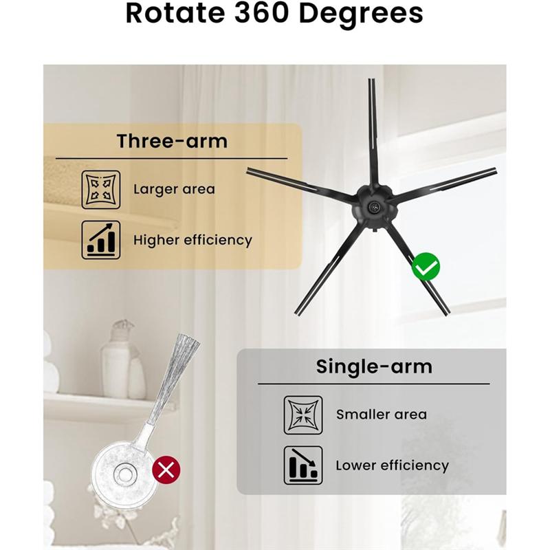 A65T-For Roborock All Compatible 5 Pack Replacement Side Brush 5 Arms Edge-Sweeping Brushes Accessories For Vacuum Cleaners