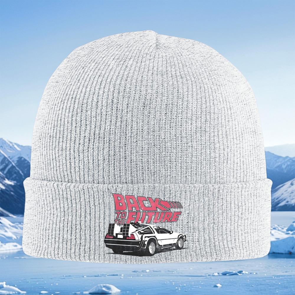 Back Future DeLorean automobile design artwork Men Women Unisex Knitted Hat Beanie Pullover Cap Winter Thermal Warm Christmas Ou