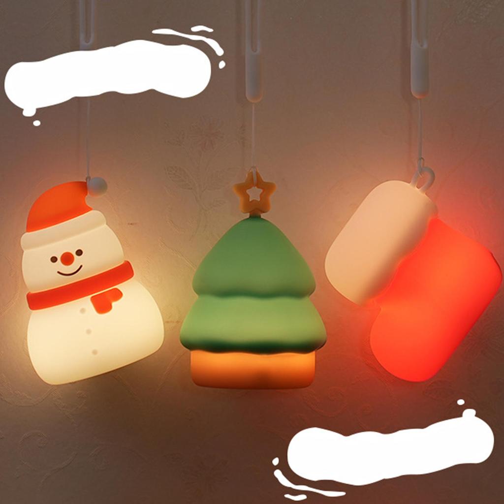 Weihnachtsdekoration Nachtlicht Niedliche Weihnachtsstrümpfe Schneemann Weihnachtsbaum Wiederaufladbar Tippsteuerung Ambientelampe Deko