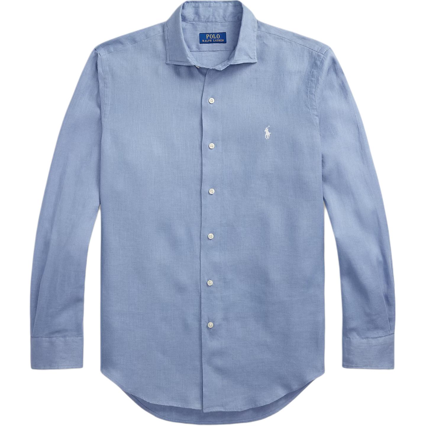 

Polo Ralph Lauren Классическая льняная рубашка в гусиную лапку однотонная Мужские рубашки Синий 710964778-011 L