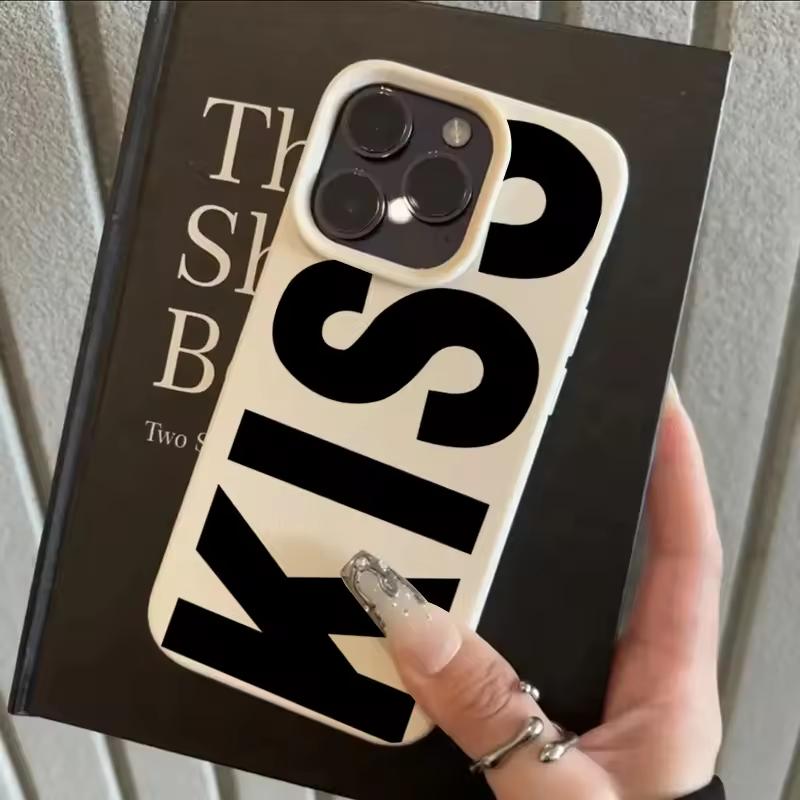 Personalized English Letters Kiss Lychee Grain Phone Case for iPhone 17 AIR 16 15 14 13 12 11 PRO MAX PLUS Y2K Shockproof Cover