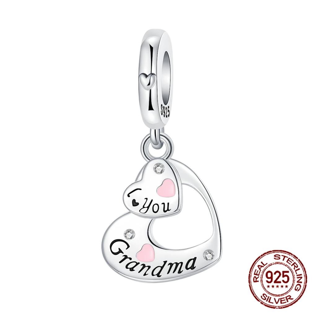 925 Silver Family Grandma Love You Mother Beads Pandent Charm Fit 4MM Hole Diameter Bracelet DIY Bead Ms Jewelry Gift