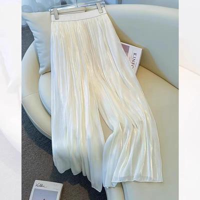 Iridescent Gauze Wide-Leg Skirt Pants for Women - 2025 Summer Fashion, Slimming, Drapey, and Versatile Casual Wear