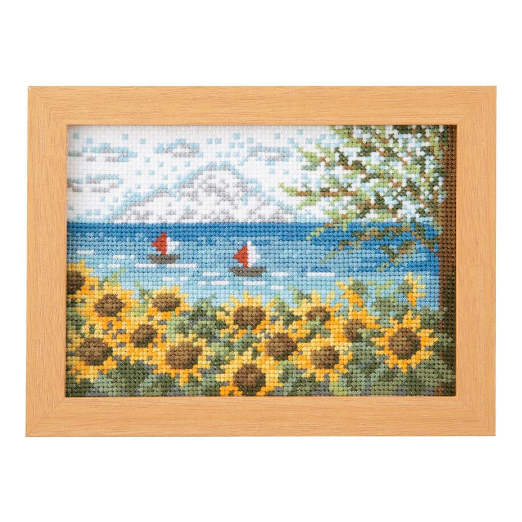 Olympus Thread Embroidery Kit Stitch Kit August Sunflowers and the 20cm X 15cm 7548 "Cross Sea"