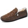 Winter Fur Loafers Men Casual Shoes Leather Dress Shoes Slip-on Sneaker Flats Plush Man Moccasins Fleece Lined Driving Shoes