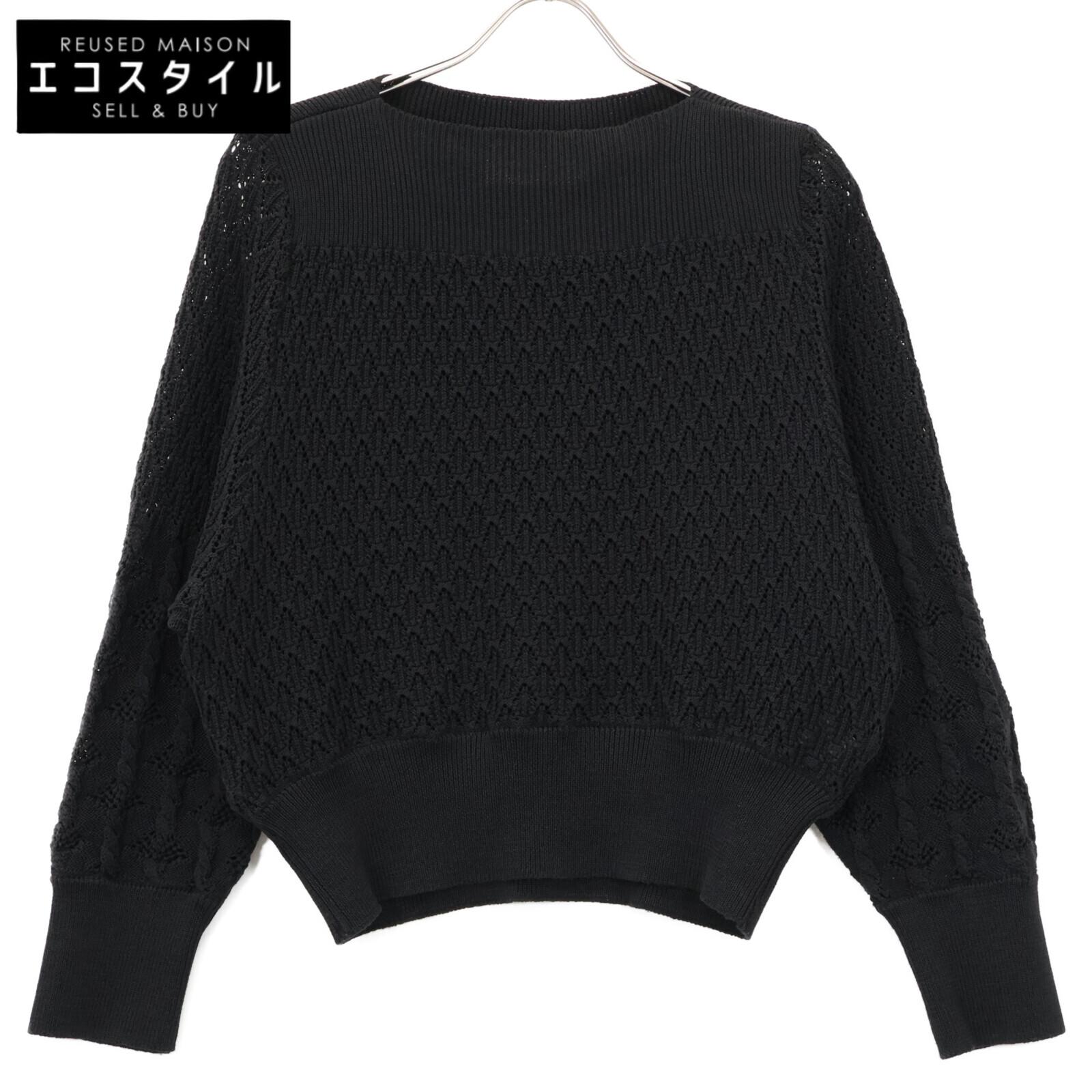 

AKIRA NAKA Black EW2229-BK Cotton Blend Pullover Knit tops 1 blackUsed