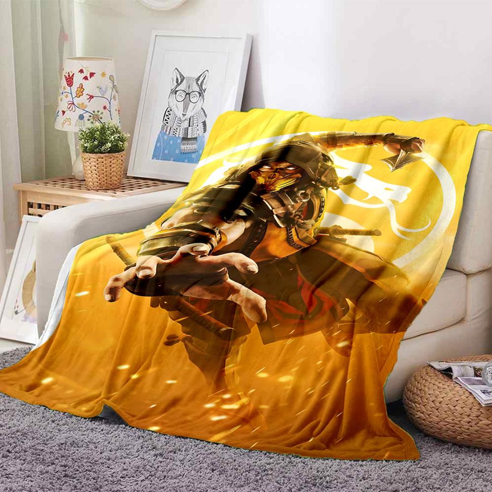 1pc Mortal Kombat Blanket Lightweight Flannel Throw For Sofa, Bed, Travel, Camping, Livingroom, Office, Couch, Chair, And Bed