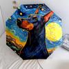 Moonlit Floral Dog Portrait Automatic Umbrella - Suitable Travel Outdoor Portable Umbrella Birthday Gift Daily Essentials