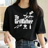 The Grillfather Funny Bbq Tools Print Casual Unisexs Tee Fathers Day Gift Casual Short Sleeve Unisexs Tees Tops Male Tee Tops