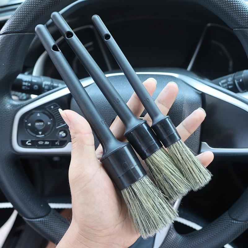 Car Interior Cleaning Brush Set Auto Air Outlet Conditioning Vents Mixed Bristle Brush Wheel Hub Brush Engine Gap Detail Brushes