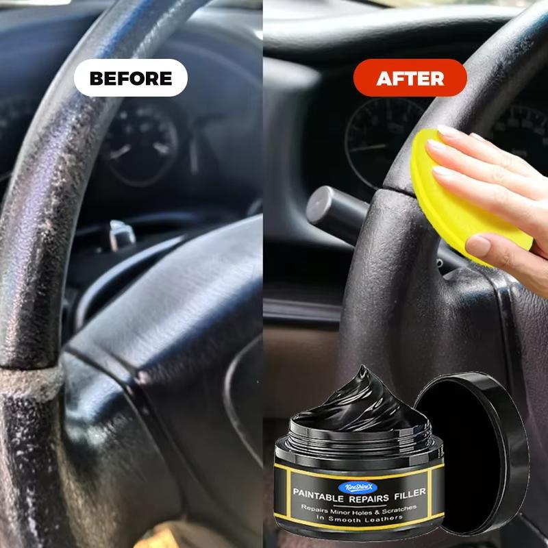 Kunstleder-Reparaturpaste für Lenkräder und Autositze - Verblasstes Kunstleder auffrischen, Risse und Kratzer reparieren.