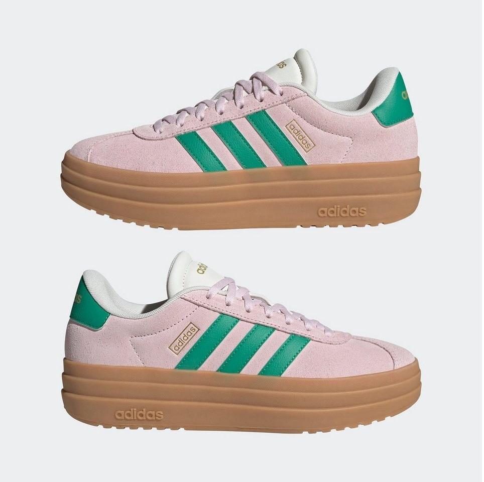 Кроссовки Adidas VL Court Bold Women прозрачный розовый/корт зеленый/коричневый белый