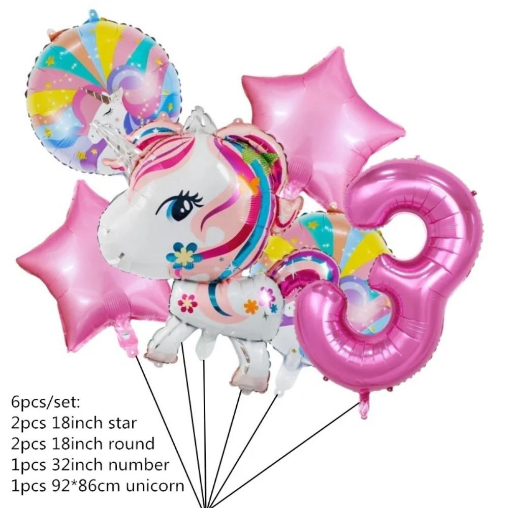 6 Pieces Rainbow Unicorn Themed Aluminum Foil Balloon Baby Shower Boy Girl Birthday Party Holiday Party