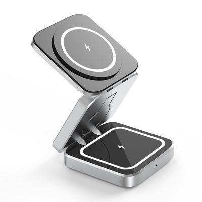 Portable 3 In 1 Foldable Wireless Charger Stand Dock for IPhone 14 13 Holder Magnetic Fast Charging Station for  Watch S8