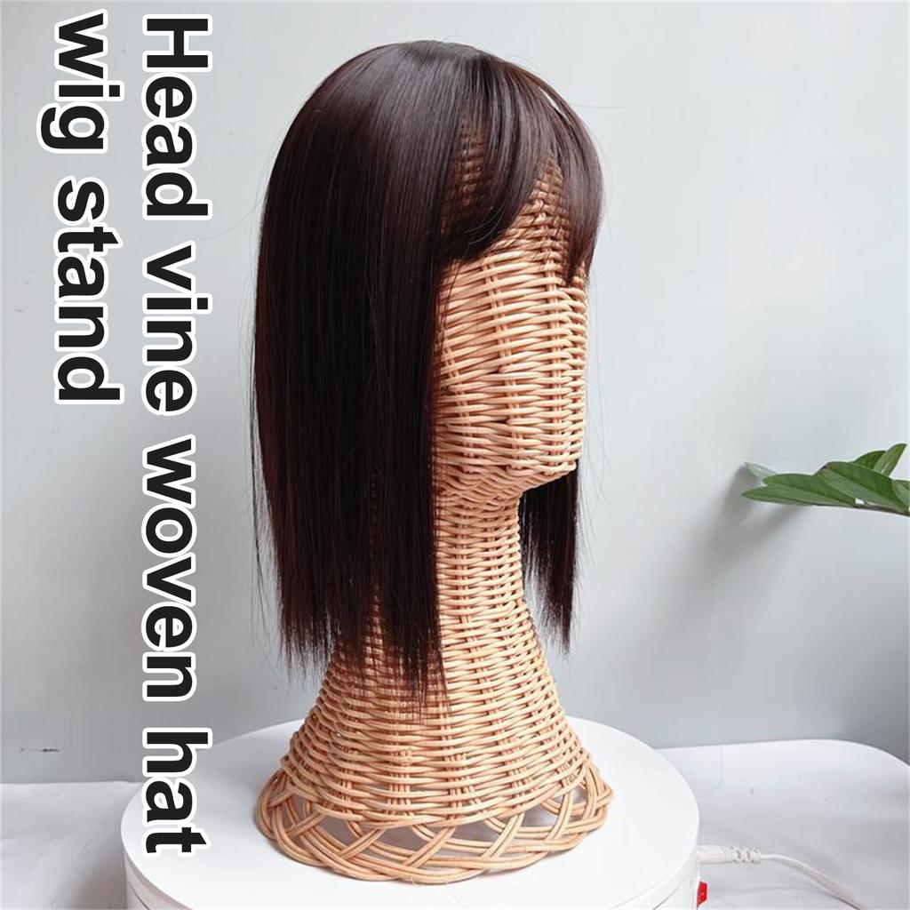 Elegant Hat And Wig Holder Rattan Crafted Mannequin Head Headwear Showcase Rack For Fashion Enthusiasts