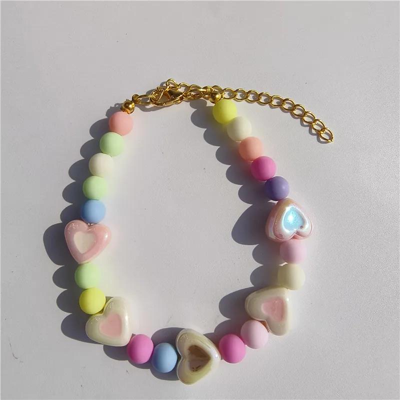 Macarons Color Cat Dog Necklace Cute Pearl Pet Birthday Collar with Pendant Adjustbale Kitten Puppy Pearl Grooming Pet Product