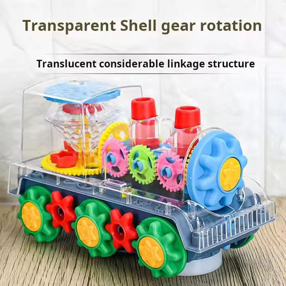 Cartoon Press Gear Car Toy Lnertia Pull-back Transparent Car Baby Puzzle Sliding Toy Transparent Mechanical Learn Train