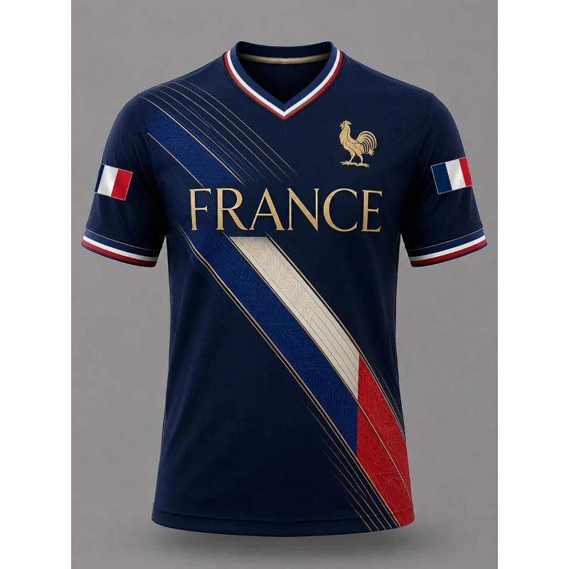 France Style T-Shirt Men Women 3D Print Textured Graphic Top Short Sleeve Casual Streetwear Breathable Quick Dry Summer Wear