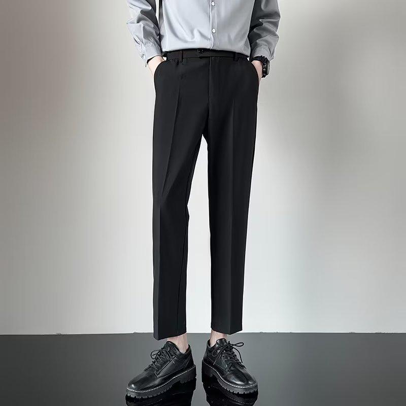 Men's Korean Style Slim Casual Nine-Point Trousers - Light Mature, High-Grade, Summer Drape, All-Match, Small Suit Design