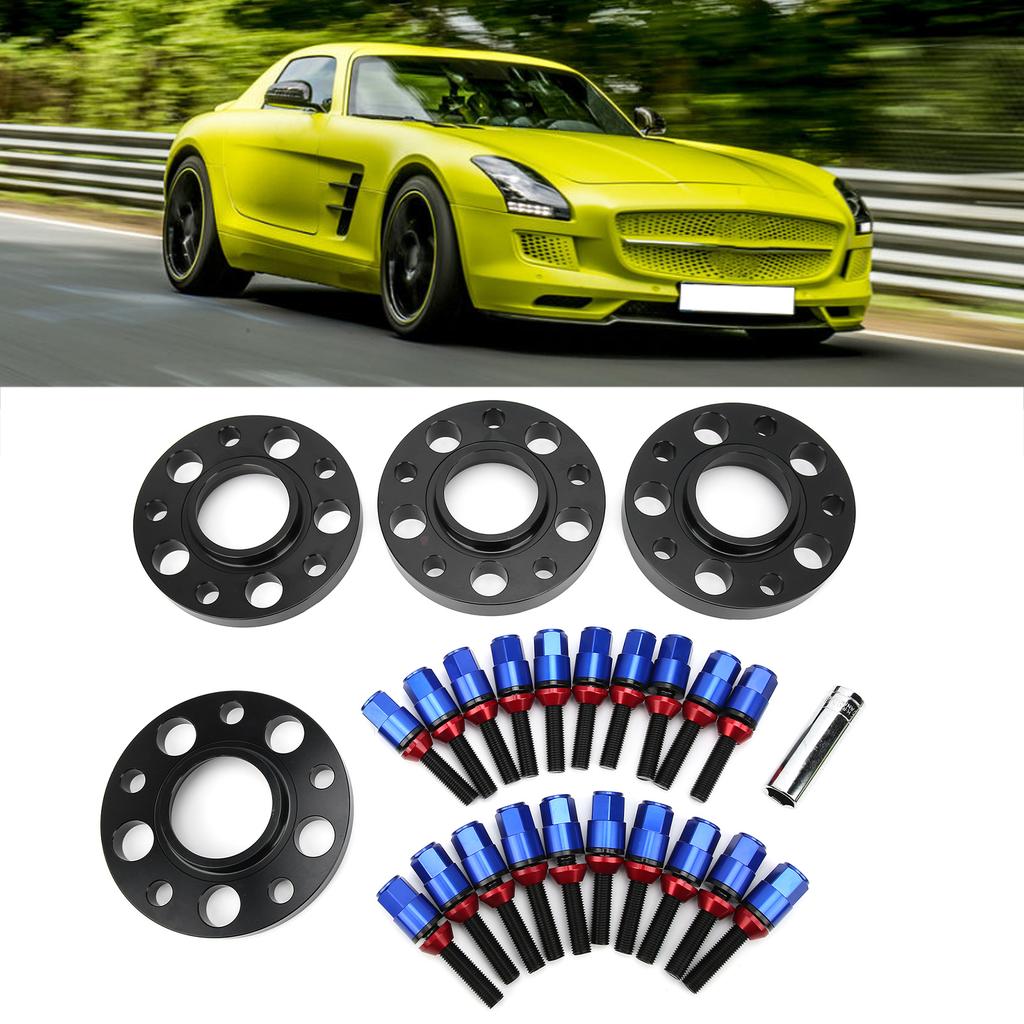M12x1.5 Hub Centric Wheel Spacers Staggered Kit with Lug Bolts Accessory Fit for 1 3 5 6 7 Series E82 E30 E36 E60Blue