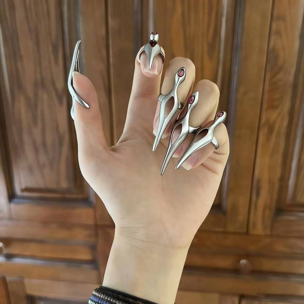 Sottocultura Gothic Punk Design Oscuro Lega Neutra Anello Dito Minoritario per Uomini e Donne Anelli per Unghie Anello Punta Dito