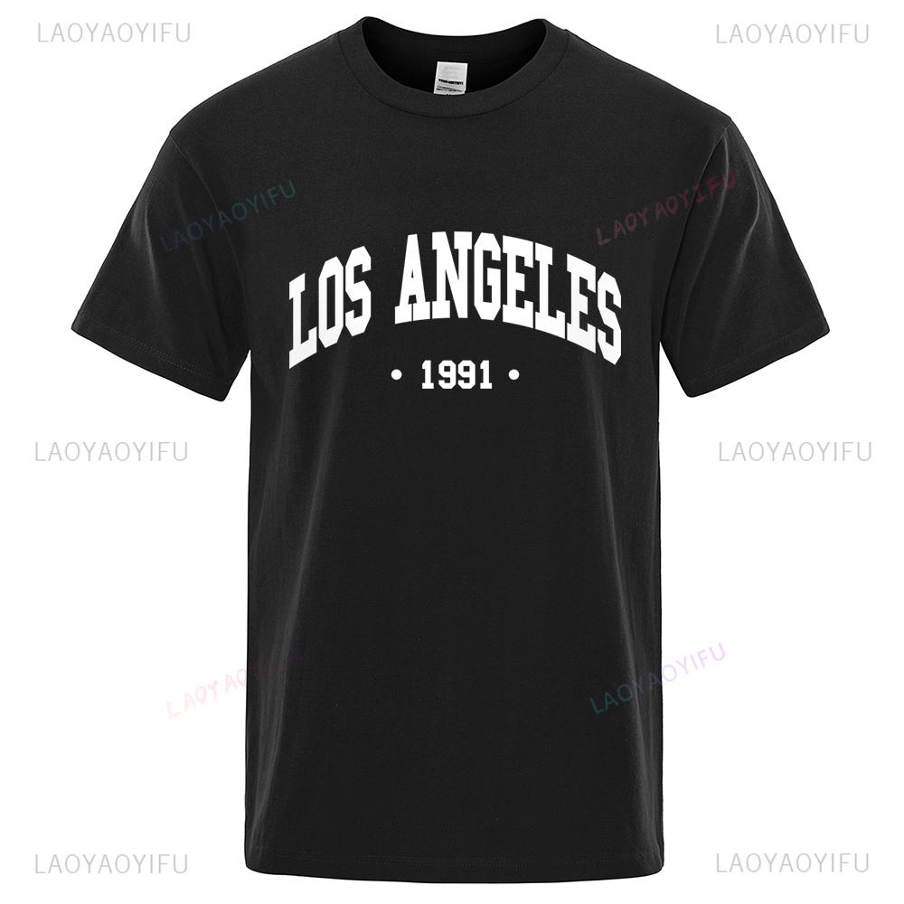 1991 Los Angeles Vintage City Script Graphic Tee Unisex Oversized Streetwear Summer Comfort Fit