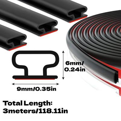1roll 3meters/118.11in Weather Stripping Seal Strip for Doors/Windows, Self-Adhesive Weatherstrip Soundproofing