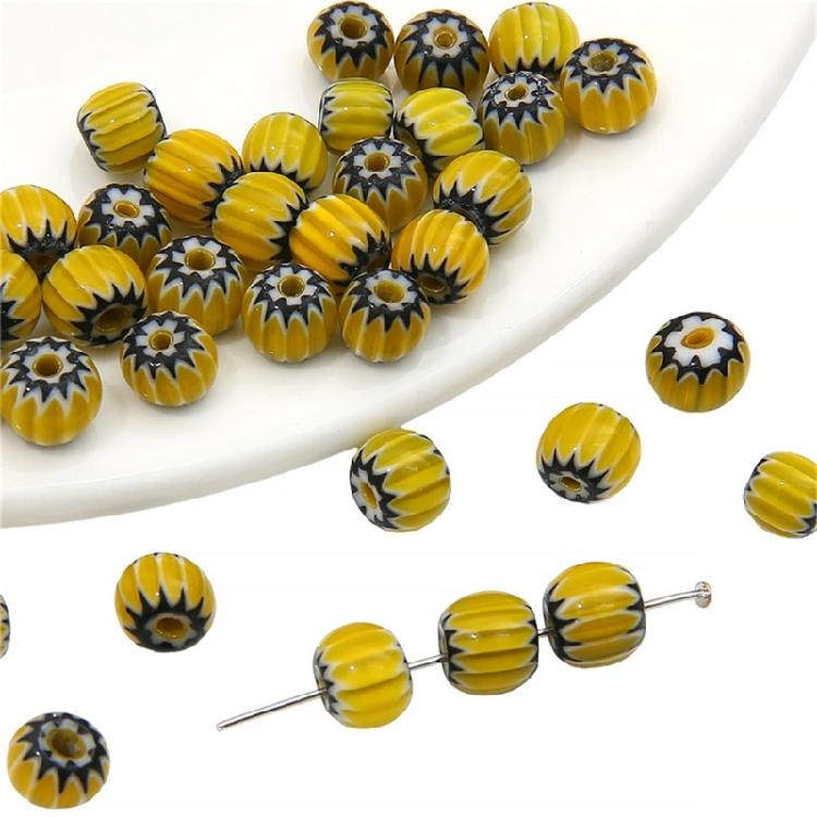 10 Pack Resin Pumpkin Beads Colorful Beads Handmade Craft Beads for Creative Hand Strands and Necklace Accessories