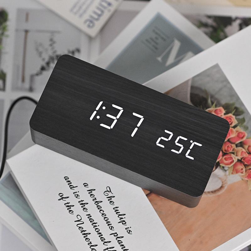 Rechargeable Wooden Clock Electronic Digital Clock Electronic Clock Gift Alarm Clock Wooden Clock Sleep Clock