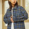 Vans Color-Block Plaid Logo Print Long Sleeve Shirt Women Tops Blue VN0A7TNT2T9