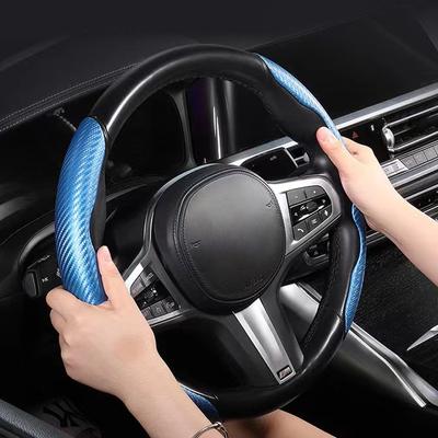 Carbon Fiber Style Universal Car Steering Wheel Booster Cover Non-Slip Auto Interior Steer Protector Decoration