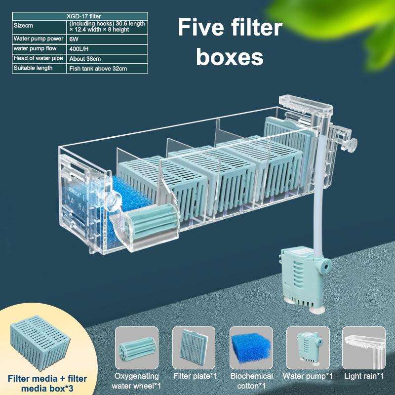 Neuer wandmontierter Wasserfallfilter-Roller für Aquarien, ,Zirkulierende Sauerstoffanreicherung,Mehrschichtiger Topffilter für Aquarien