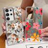 Plating Lens Petal Leaves Flower Case For Samsung Galaxy S24 S23 S22 Ultra S21 S20 FE A34 A52 A53 A14 A15 A25 A35 A55 A54 5G